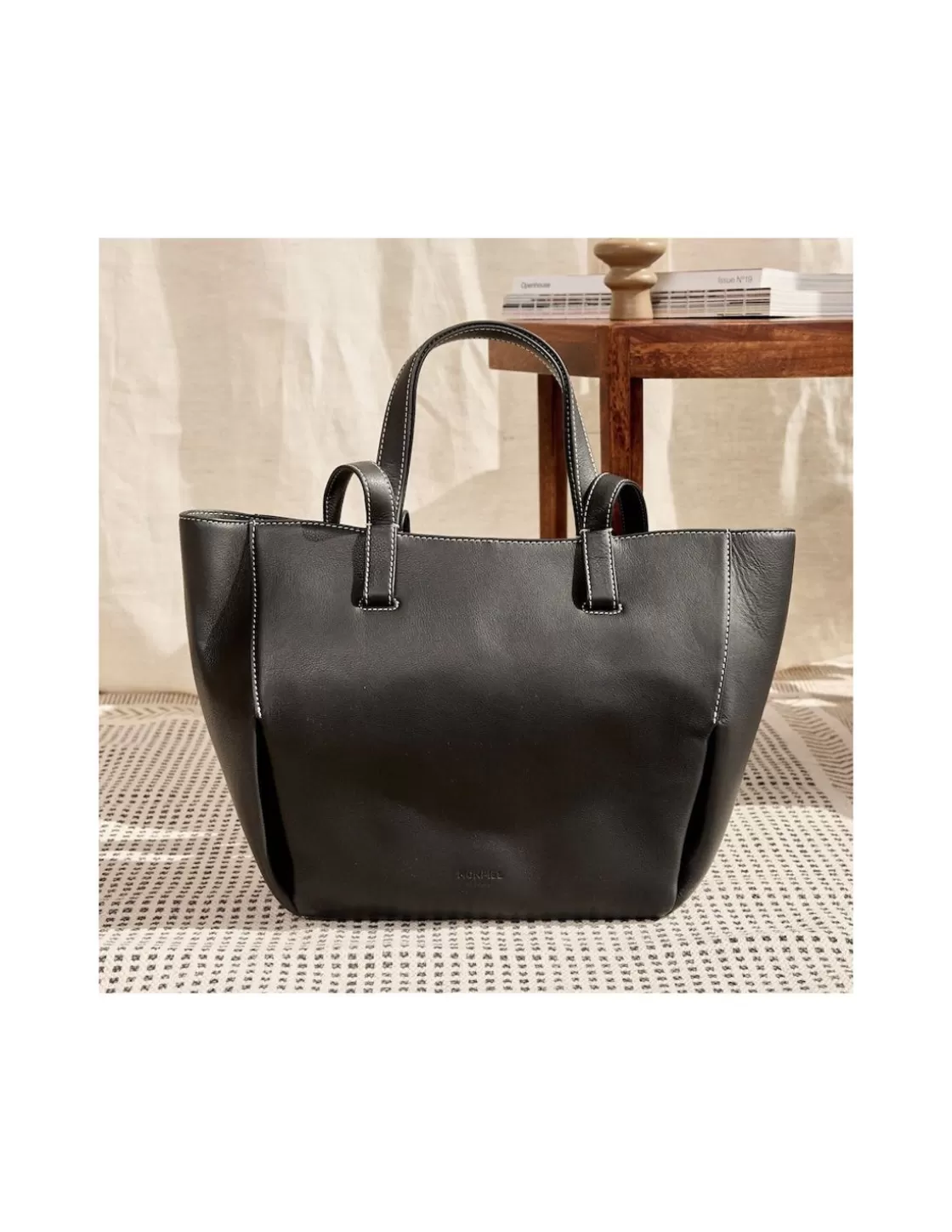 MONPIEL Women'S Leather Bag^Leather Basket Bag Black