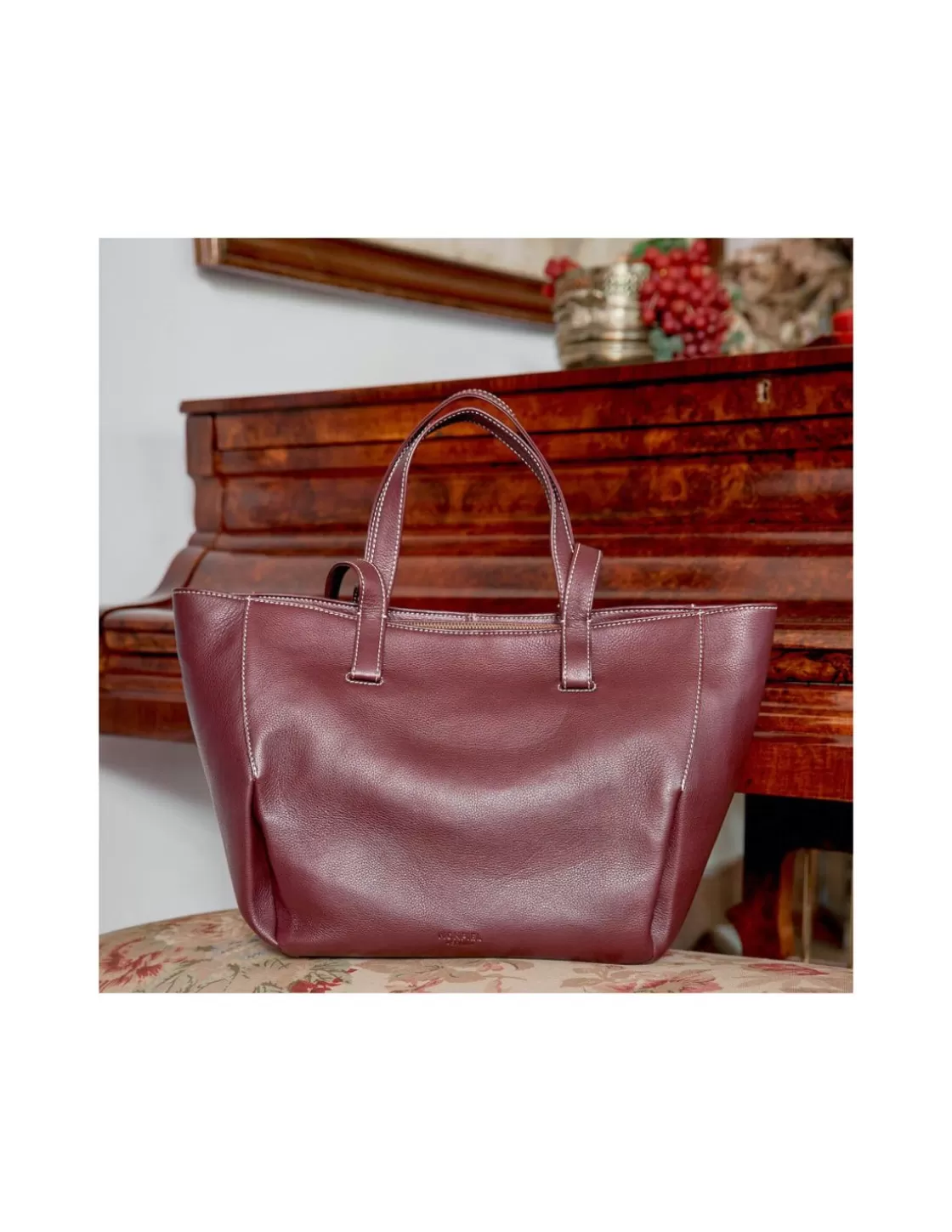 MONPIEL Women'S Leather Bag^Leather Basket Bag Maroon