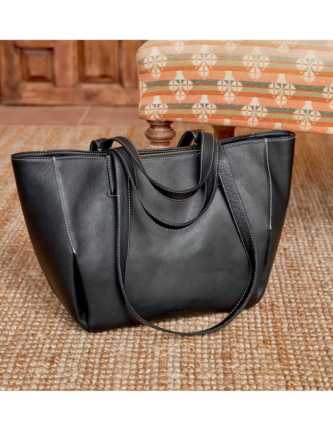 MONPIEL Women'S Leather Bag^Leather Basket Bag Black