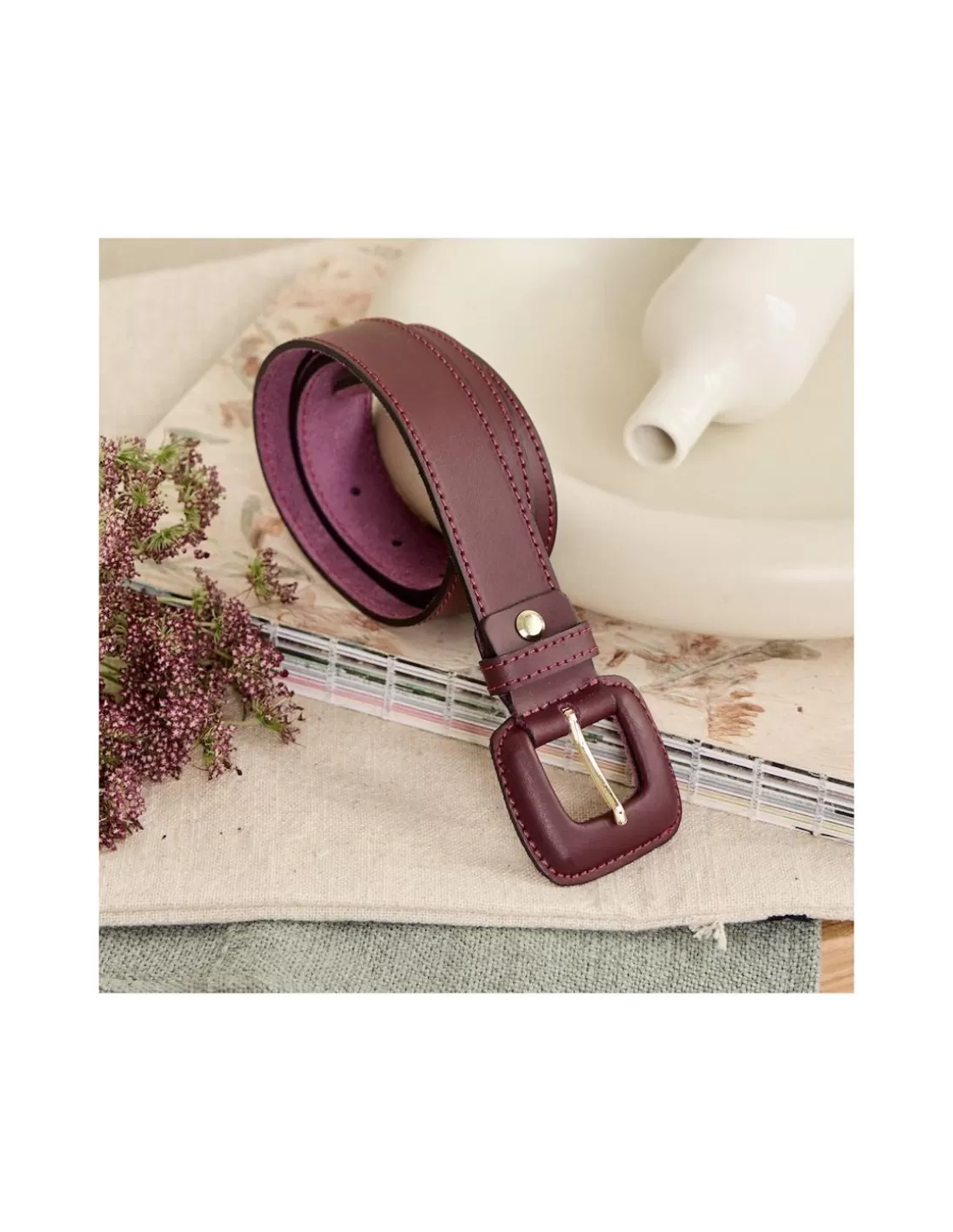 MONPIEL Women'S Leather Belts^Leather Belt Woman With Buckle Leather Burgundy