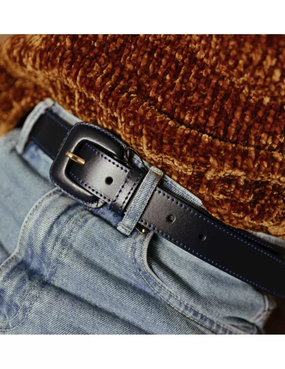 MONPIEL Women'S Leather Belts^Leather Belt Woman With Buckle Leather Navy