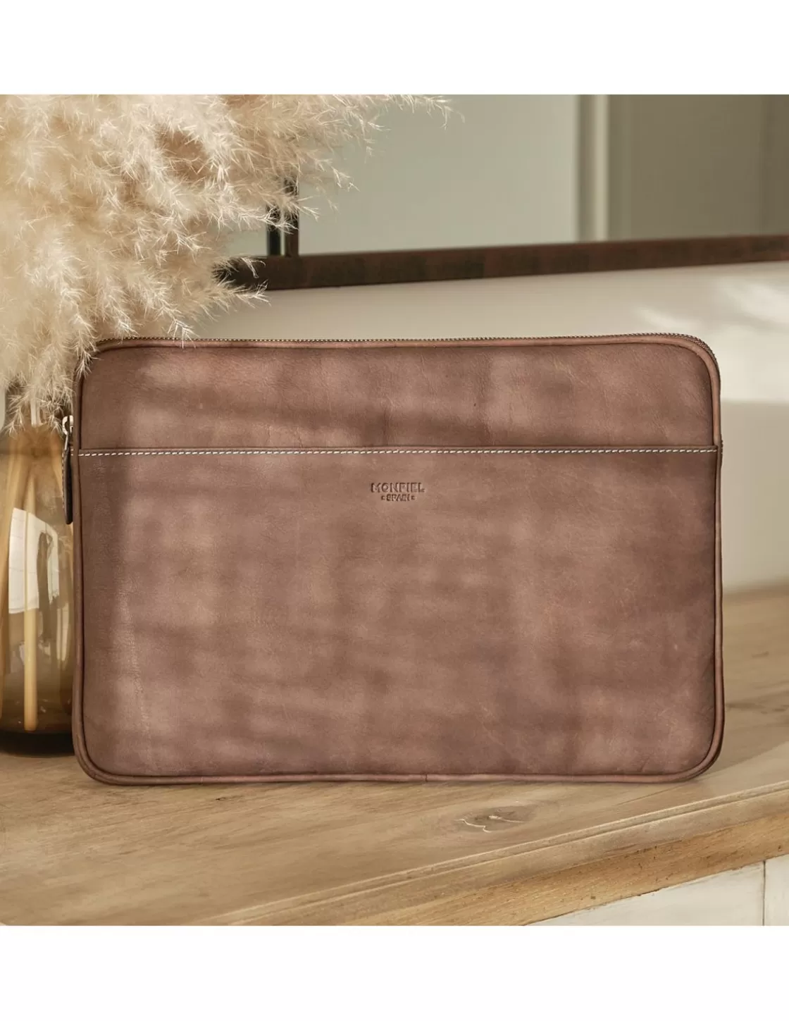 MONPIEL Other Accessories^Leather Laptop Sleeve 13" & 14" Brown