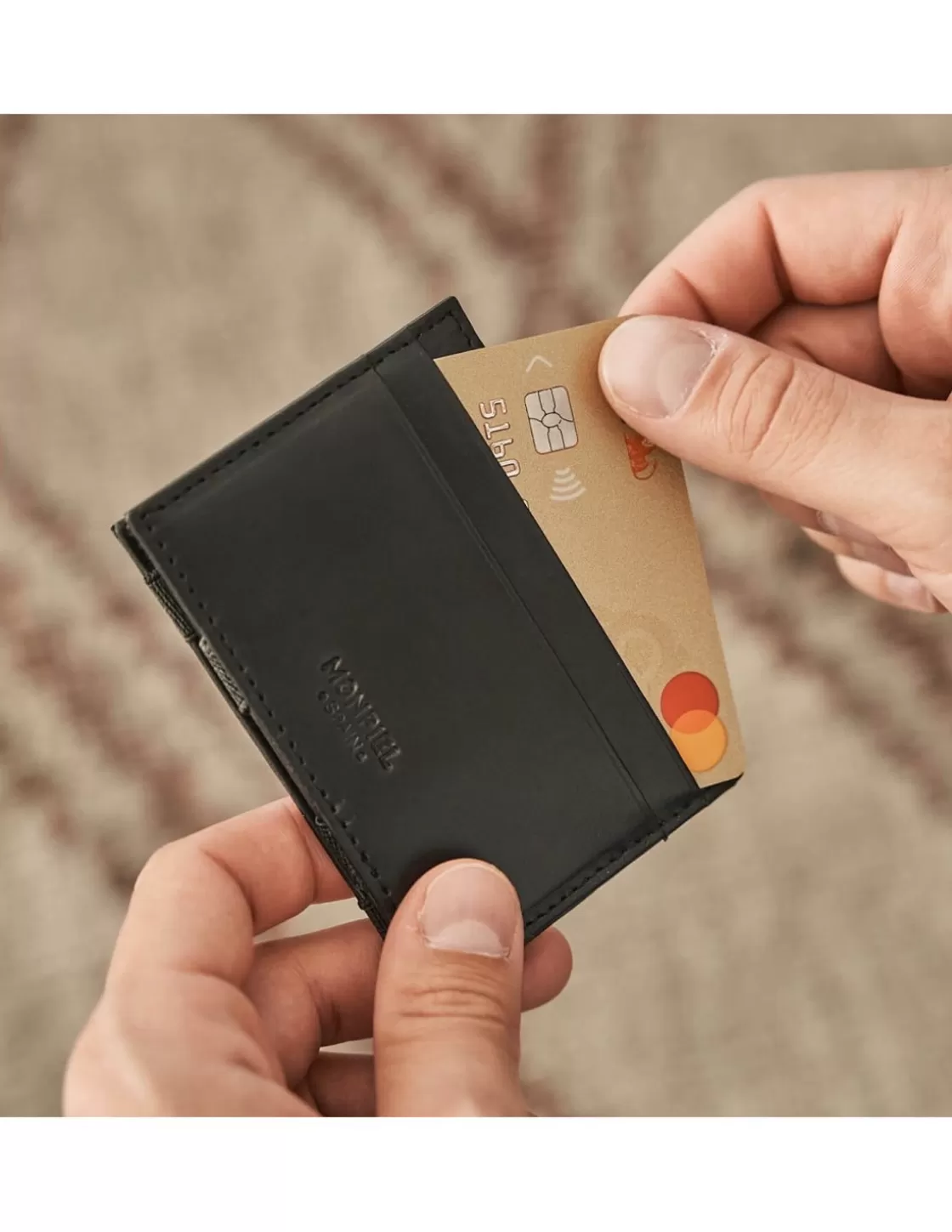 MONPIEL Leather Card Holders^Leather Magic Card Holder Black