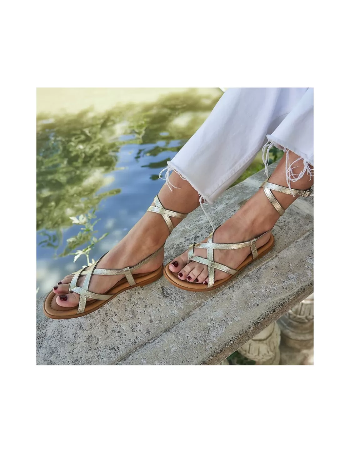 MONPIEL Women Leather Sandals^Leather Strappy Bali Sandal