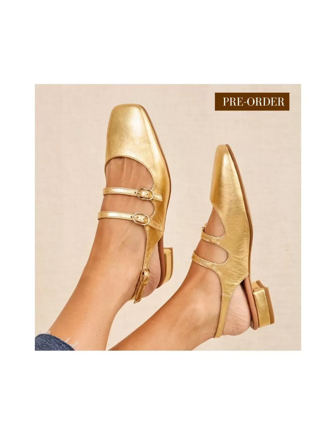 MONPIEL Woman Mary Jane Shoes^Mary Jane Lolina Leather Backless Gold