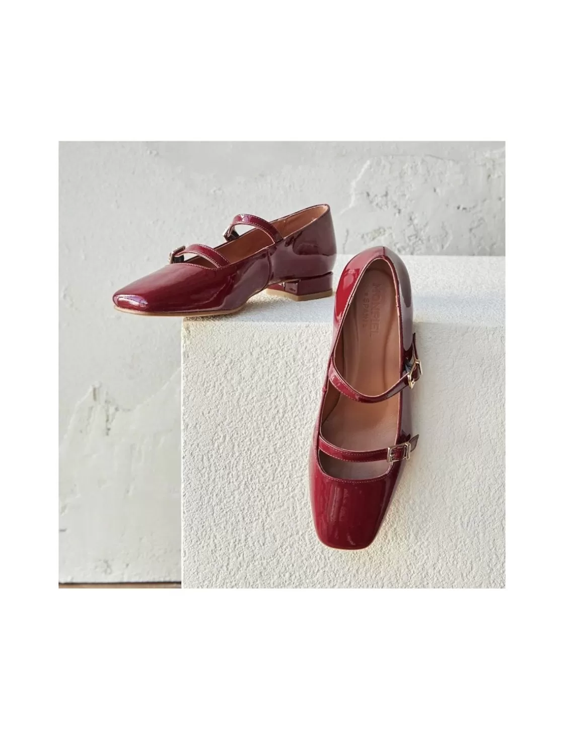 MONPIEL Woman Mary Jane Shoes^Mary Janes Lolina Low Heel Patent Leather Burgundy