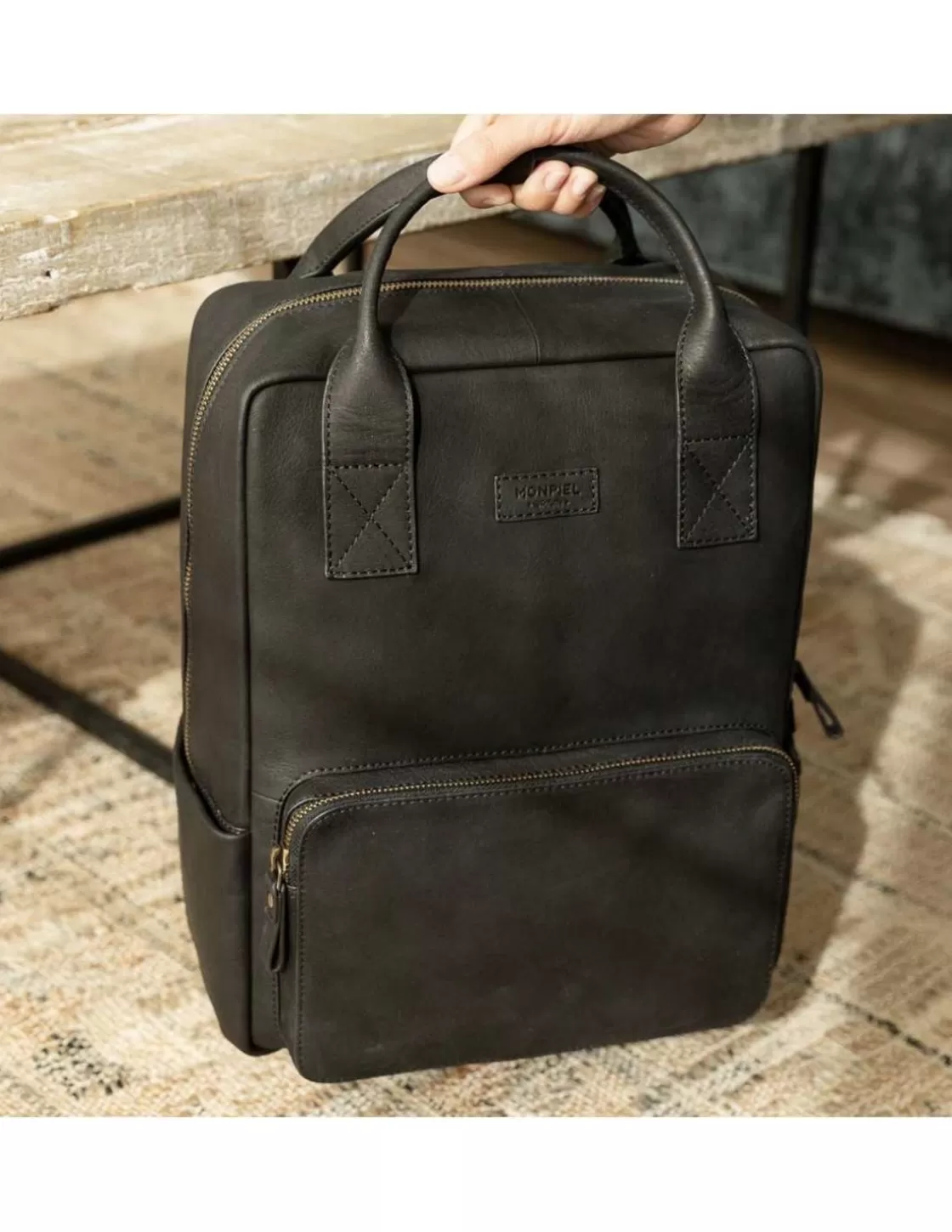 MONPIEL Other Accessories^Men'S Leather Backpack Hunter Black
