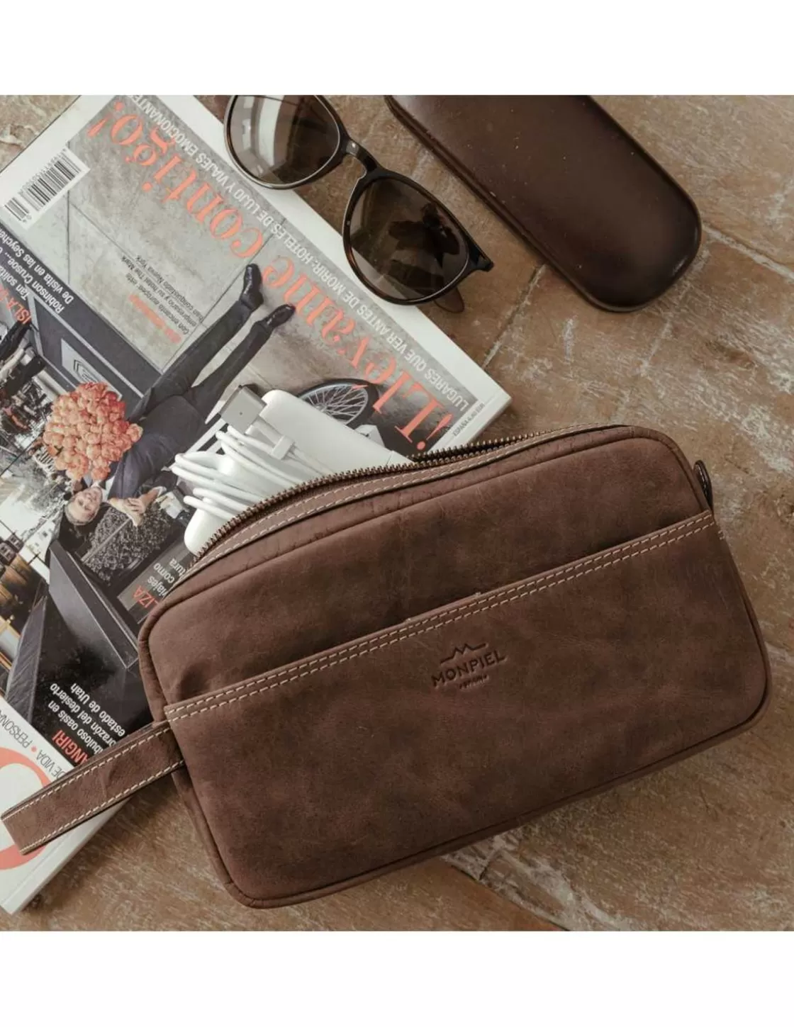 MONPIEL Other Accessories^Men'S Leather Toiletry Bag - Handbag Hunter Brown