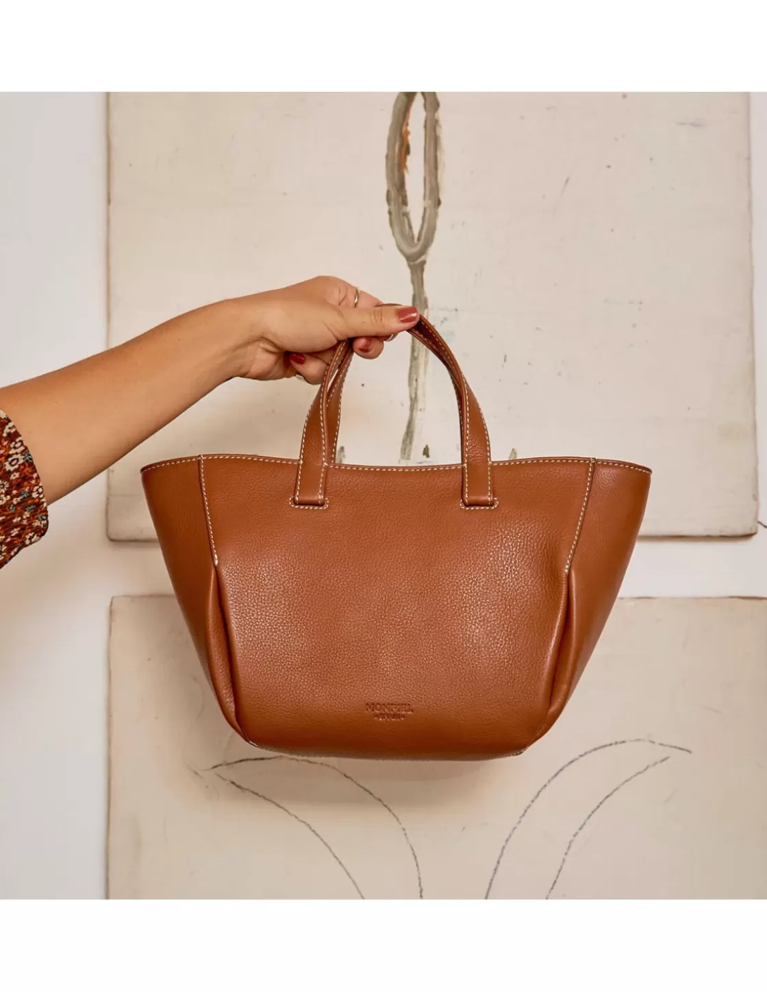 MONPIEL Women'S Leather Bag^Mini Basket Bag Leather