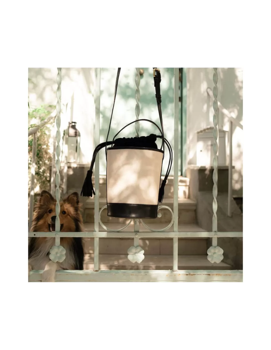 MONPIEL Women'S Leather Bag^Mini Canvas Round Bucket Bag Black