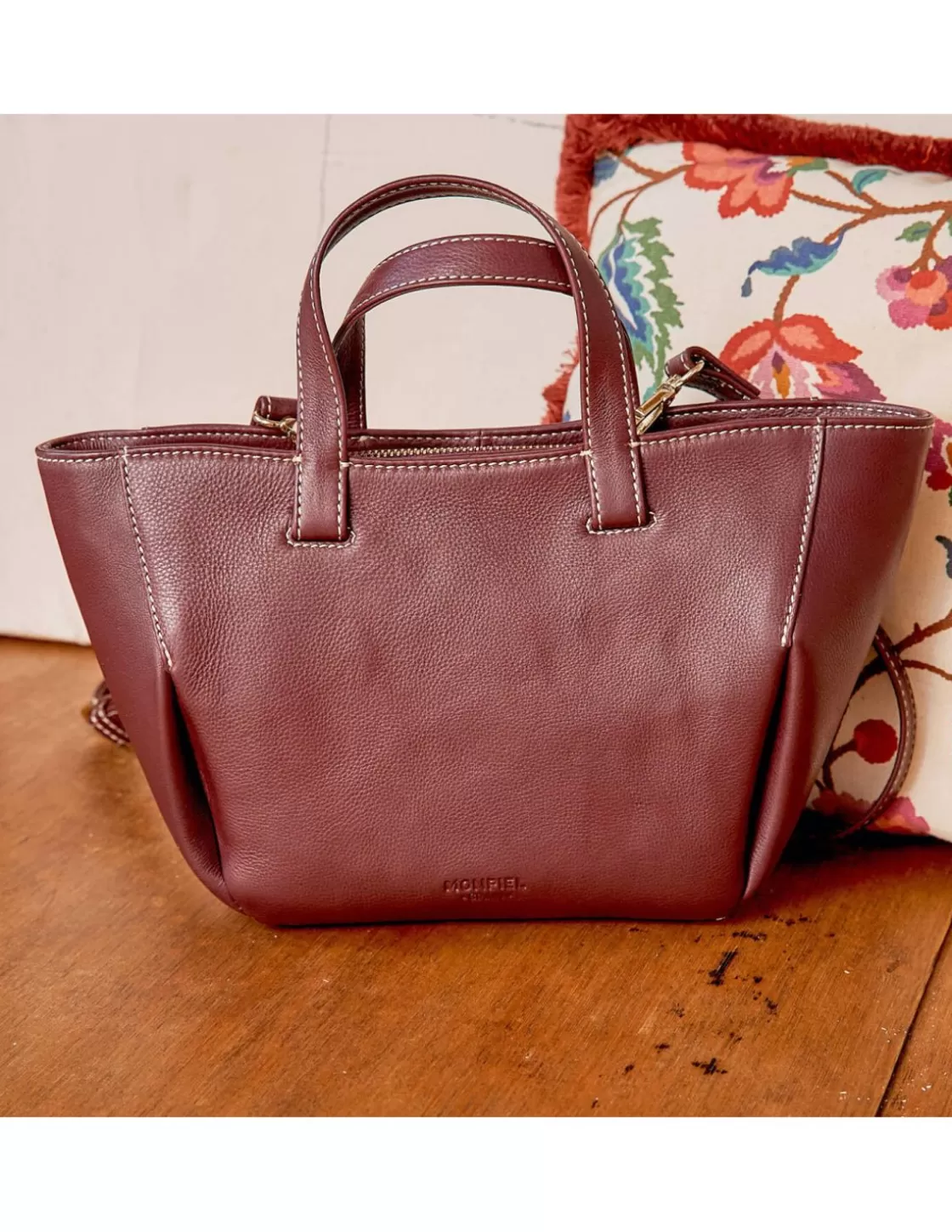 MONPIEL Women'S Leather Bag^Mini Leather Basket Bag Maroon