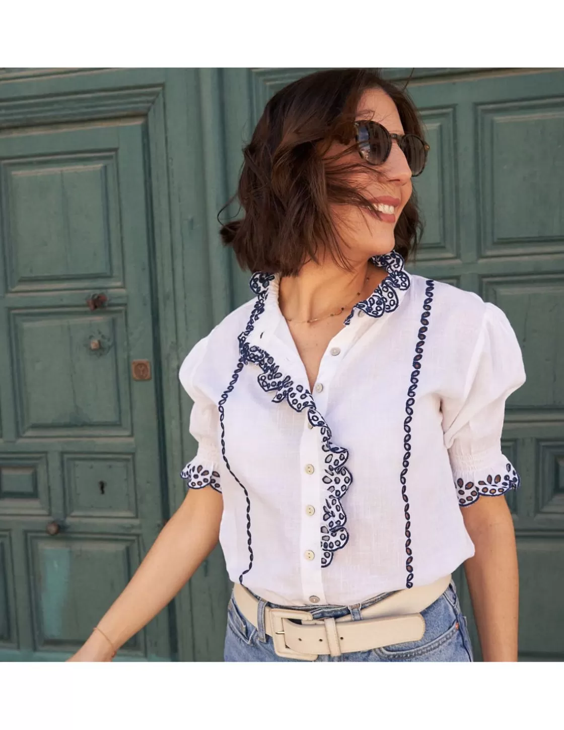 MONPIEL Shirts And Blouses^Nadia Short-Sleeve Ruffled Shirt White