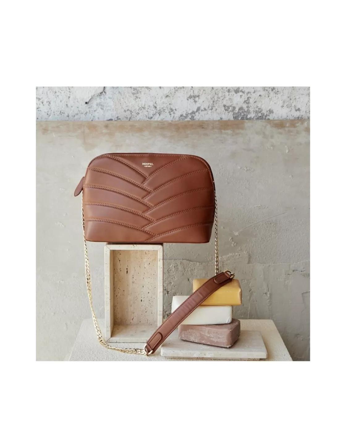 MONPIEL Women'S Leather Bag^Quilted Bag With Gold Chain Leather