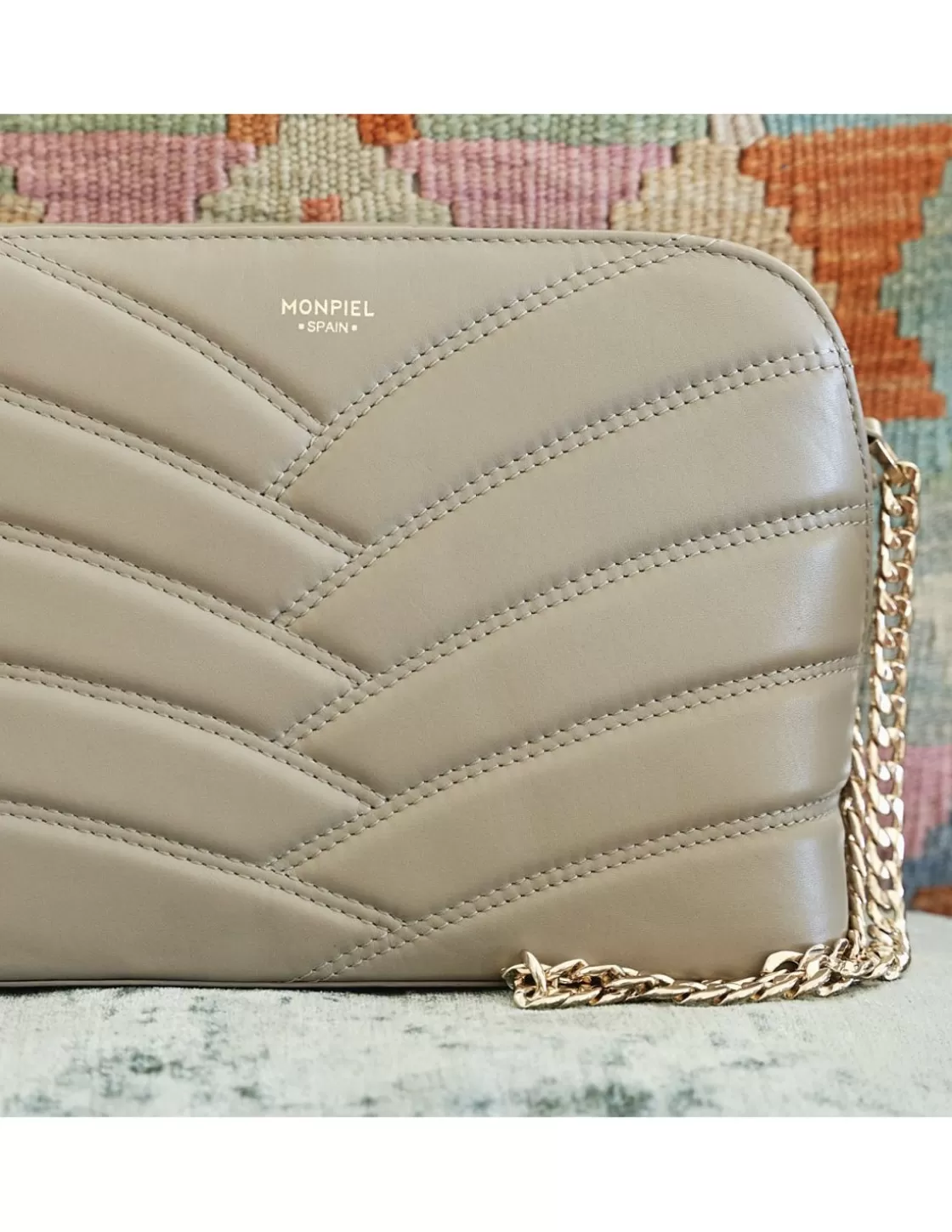 MONPIEL Women'S Leather Bag^Quilted Leather Bag With Gold Chain Mole