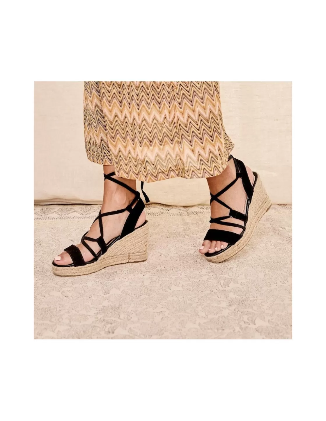 MONPIEL Espadrille^Salina Wedge Espadrille With Straps Black