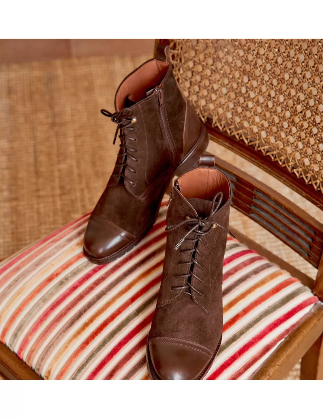 MONPIEL Leather Booty Woman^Satur Women'S Ankle Boot With Laces Brown