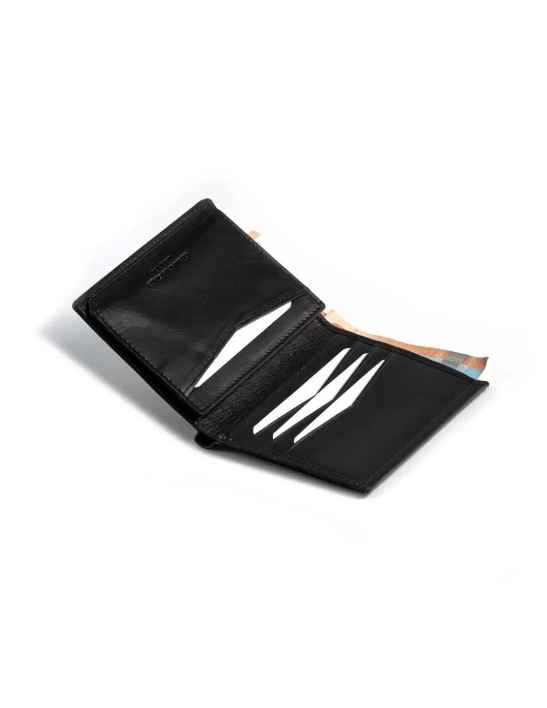 MONPIEL Men'S Leather Wallets^Simple Central Logo Wallet Black
