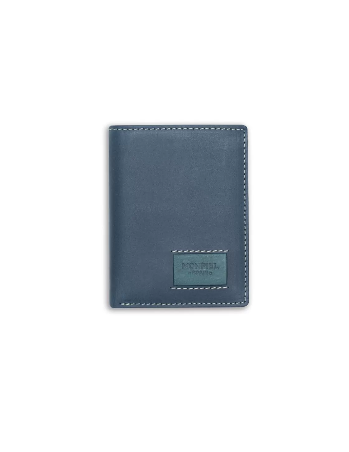 MONPIEL Men'S Leather Wallets^Simple Logo Patch Wallet Blue