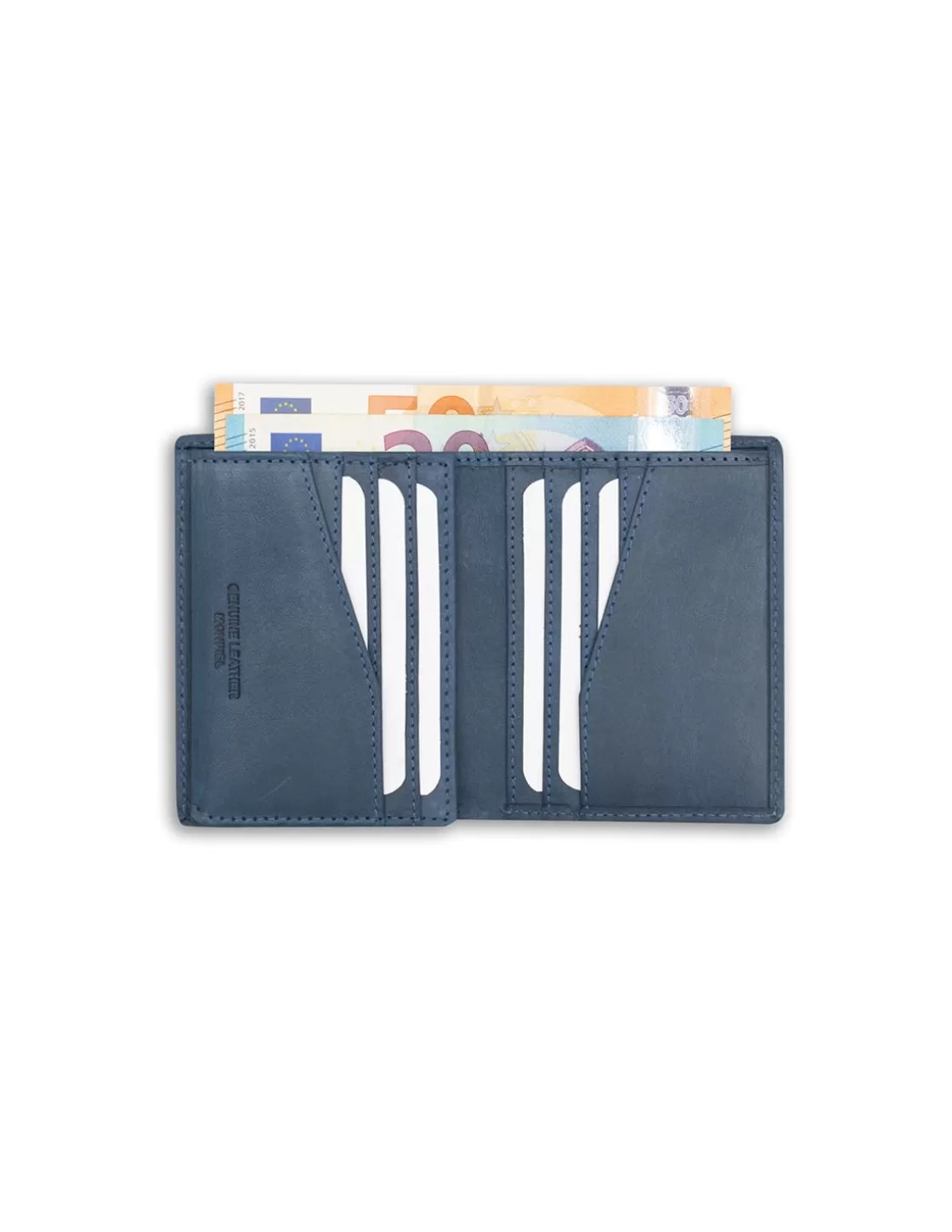 MONPIEL Men'S Leather Wallets^Simple Logo Patch Wallet Blue
