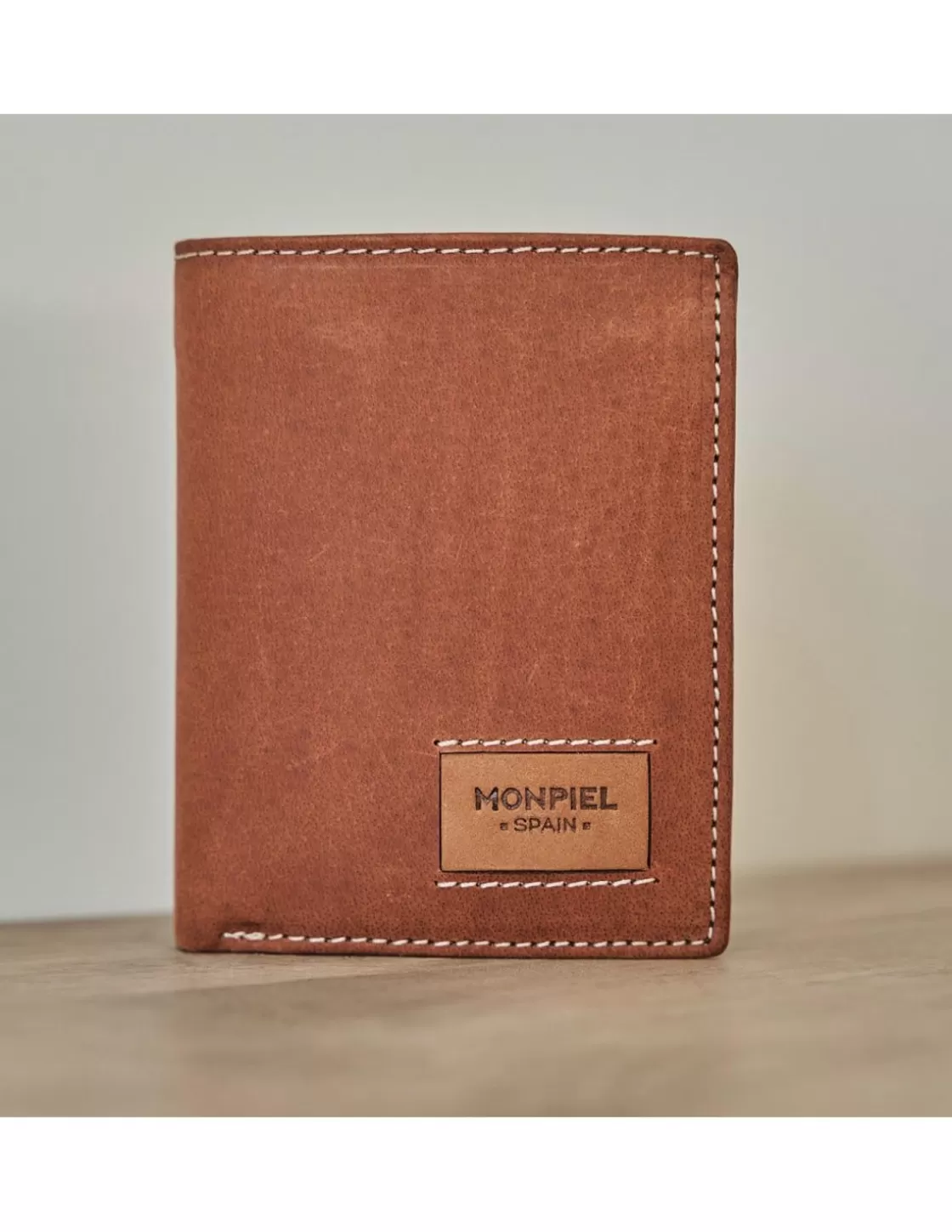MONPIEL Men'S Leather Wallets^Simple Logo Patch Wallet Havana