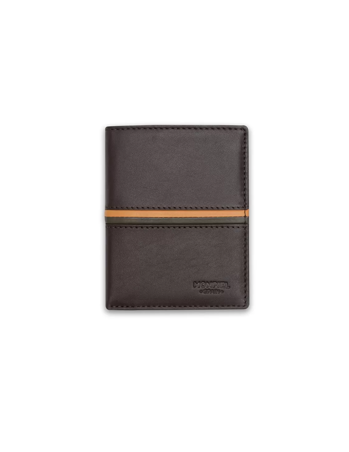 MONPIEL Men'S Leather Wallets^Single Banknote Color Stripes Brown