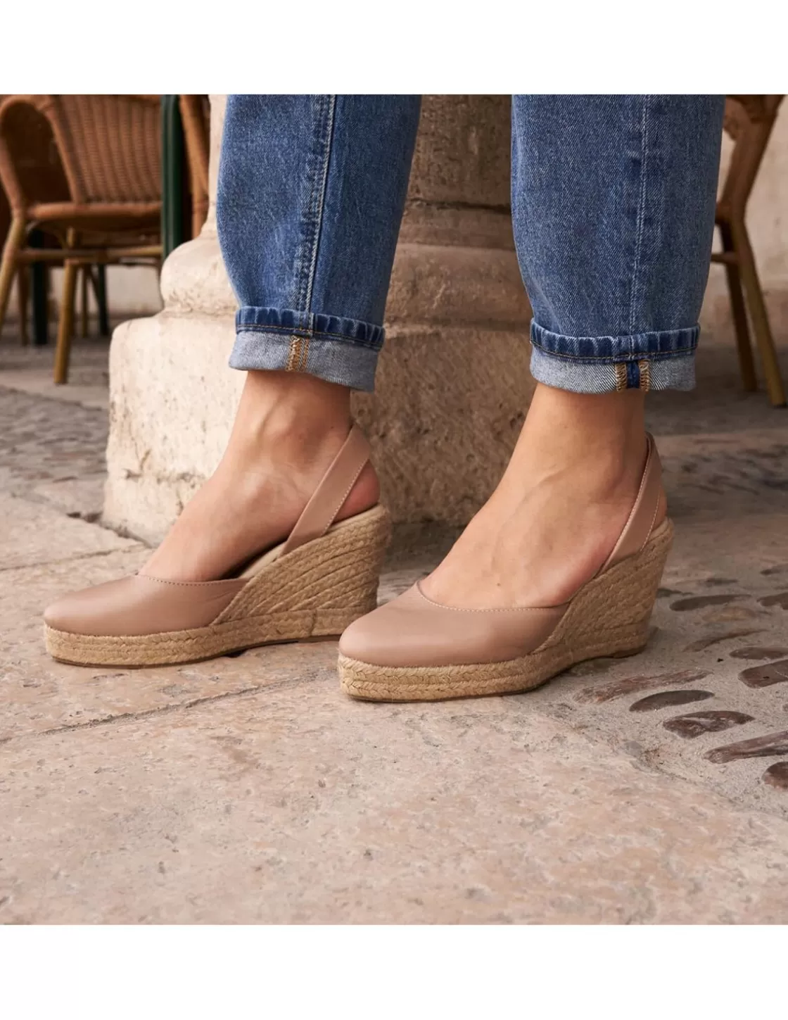 MONPIEL Espadrille^Siros Leather Wedge Espadrille