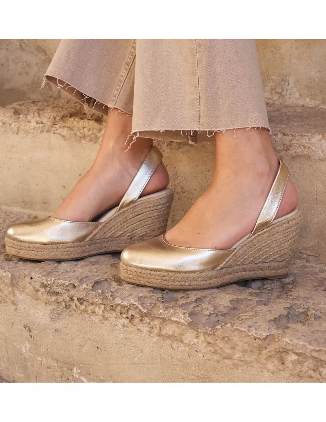 MONPIEL Espadrille^Siros Leather Wedge Espadrille