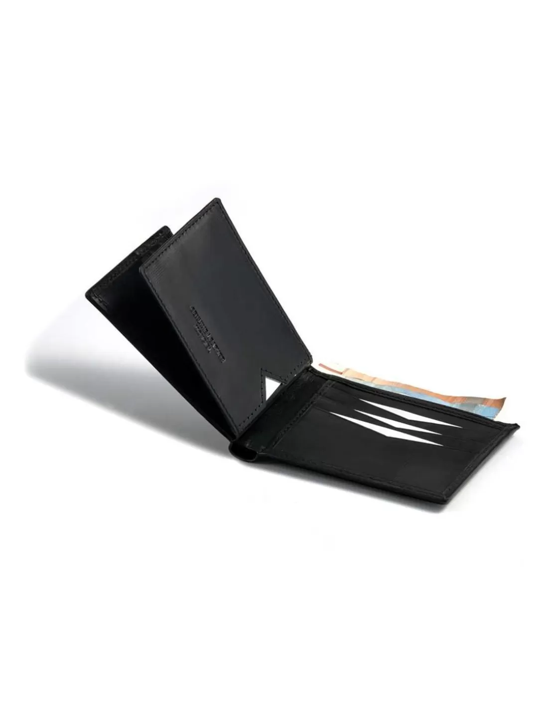 MONPIEL Men'S Leather Wallets^Small American Wallet Simple Central Logo Black