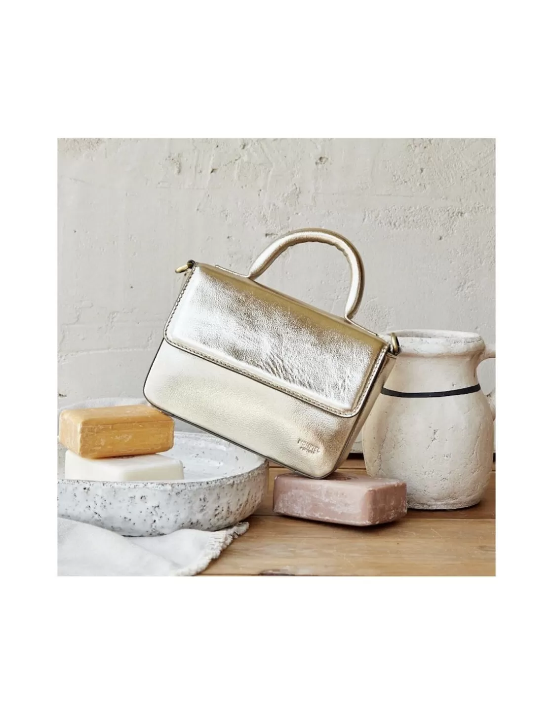 MONPIEL Women'S Leather Bag^Small Armored Leather Bag Champagne Metallic