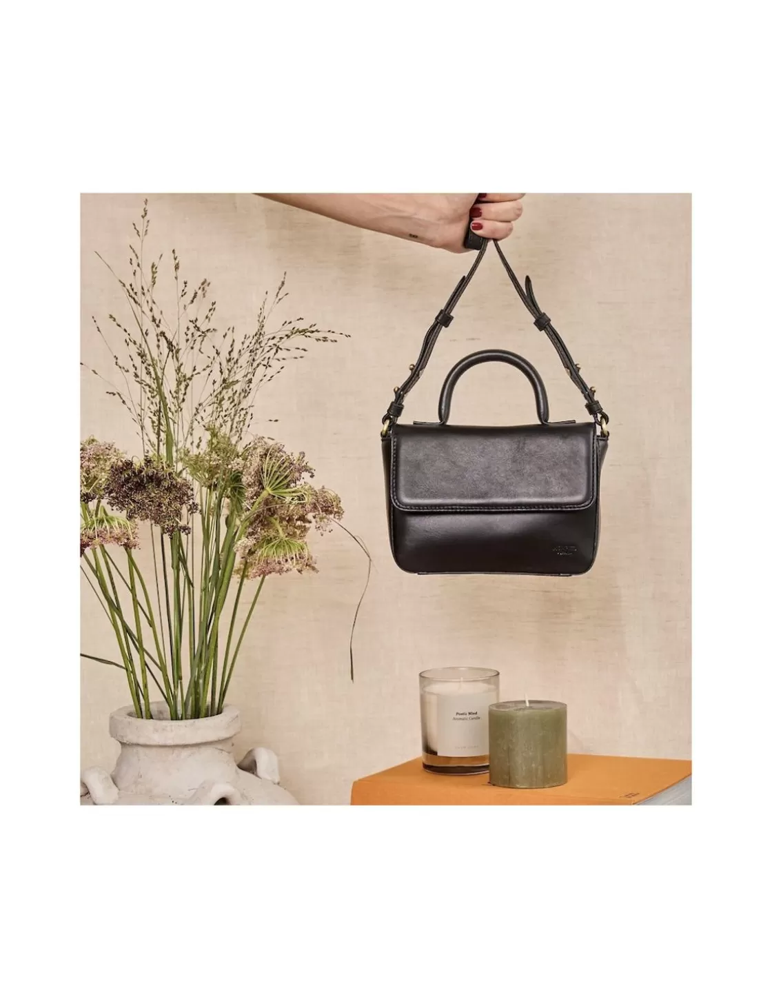 MONPIEL Women'S Leather Bag^Small Armored Leather Bag Black