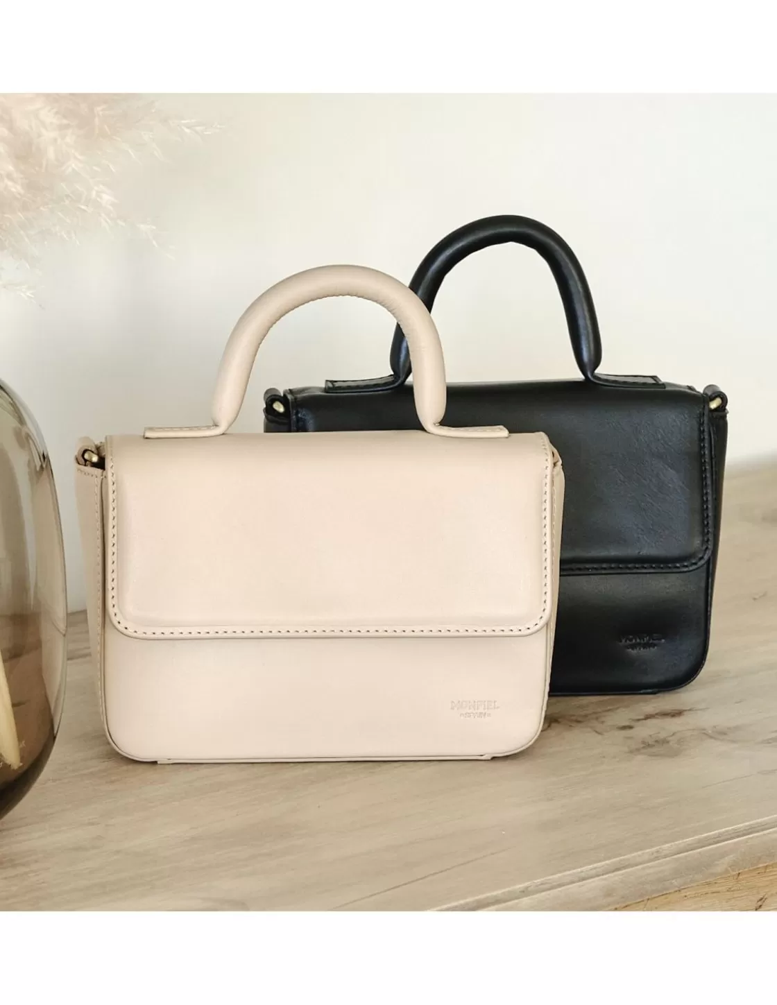 MONPIEL Women'S Leather Bag^Small Armored Leather Bag Beige