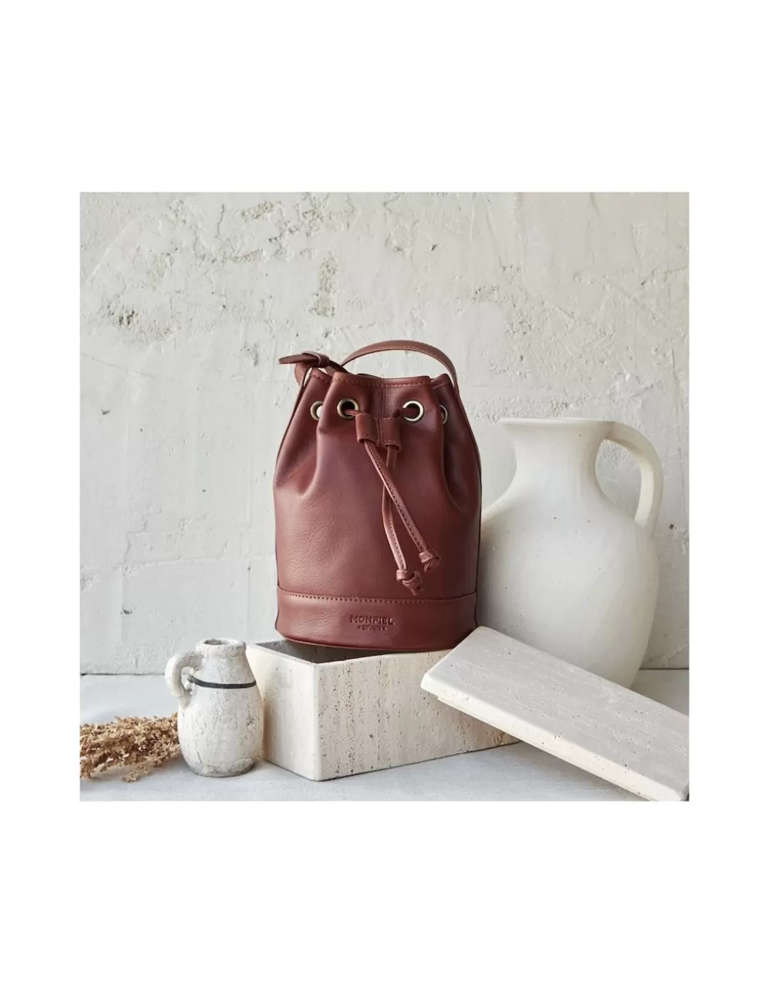 MONPIEL Women'S Leather Bag^Small Bucket Bag Leather