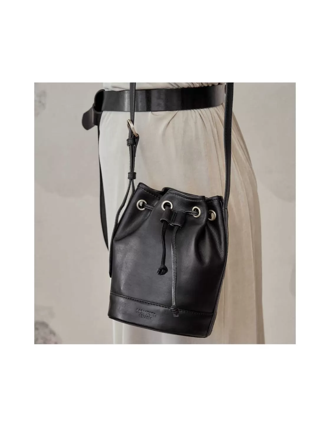 MONPIEL Women'S Leather Bag^Small Bucket Bag Black