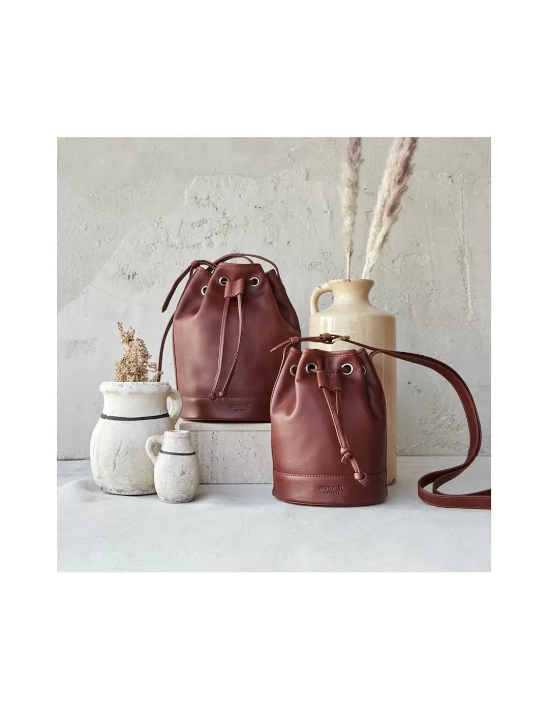 MONPIEL Women'S Leather Bag^Small Bucket Bag Leather