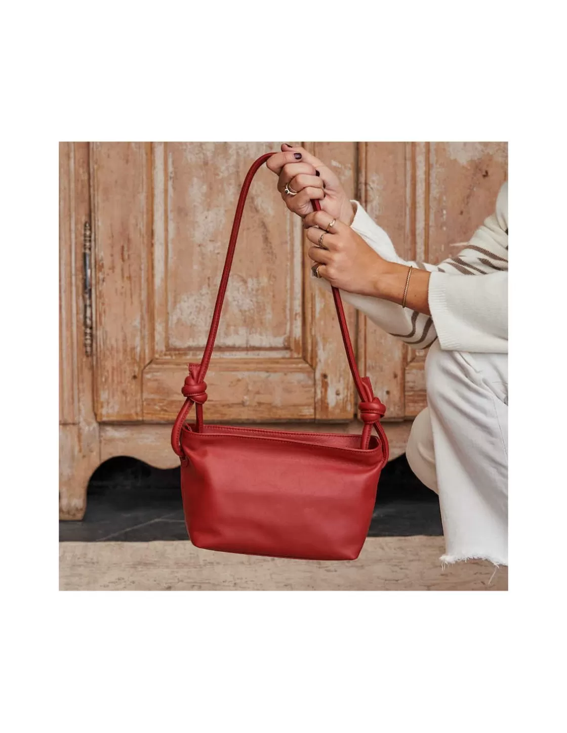 MONPIEL Women'S Leather Bag^Small Knots Bag Red