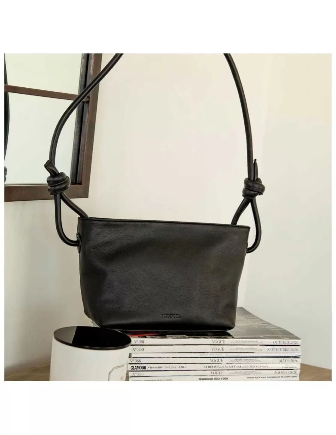 MONPIEL Women'S Leather Bag^Small Knots Bag Black