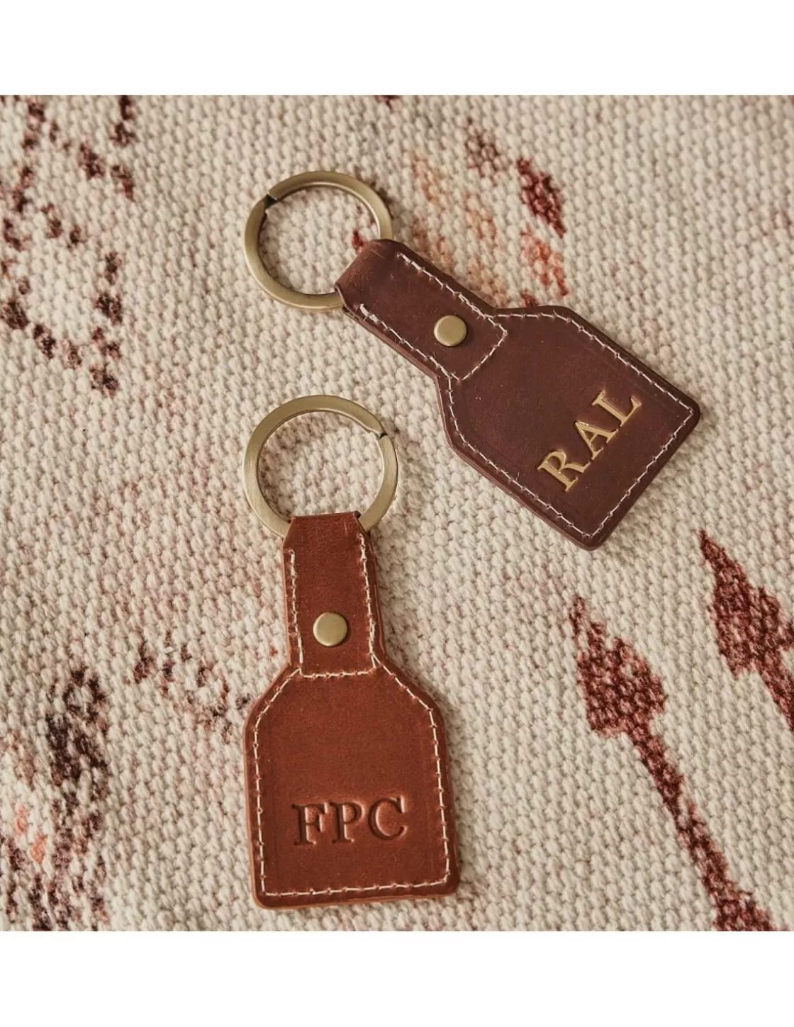 MONPIEL Men'S Leather Keyrings^Square Leather Keychain Havana