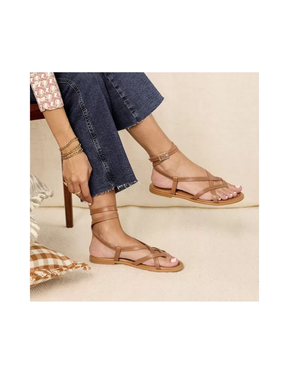 MONPIEL Women Leather Sandals^Strappy Bali Sandal Leather