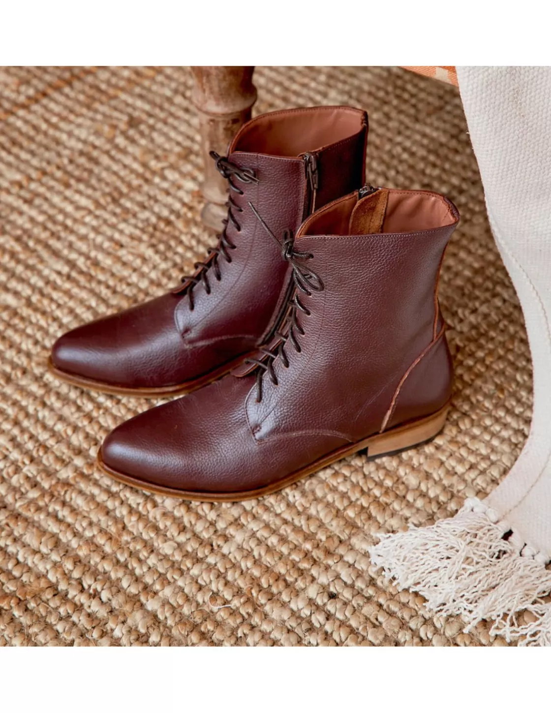 MONPIEL Leather Booty Woman^Vero Women'S Leather Ankle Boots Fine Point Burgundy