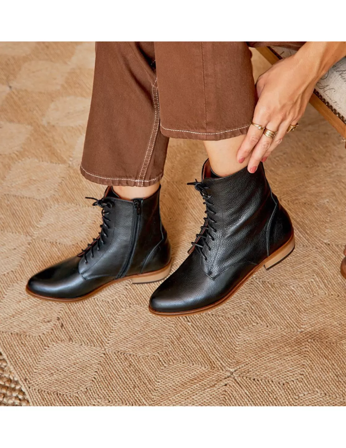 MONPIEL Leather Booty Woman^Vero Women'S Leather Ankle Boots Fine Point Black