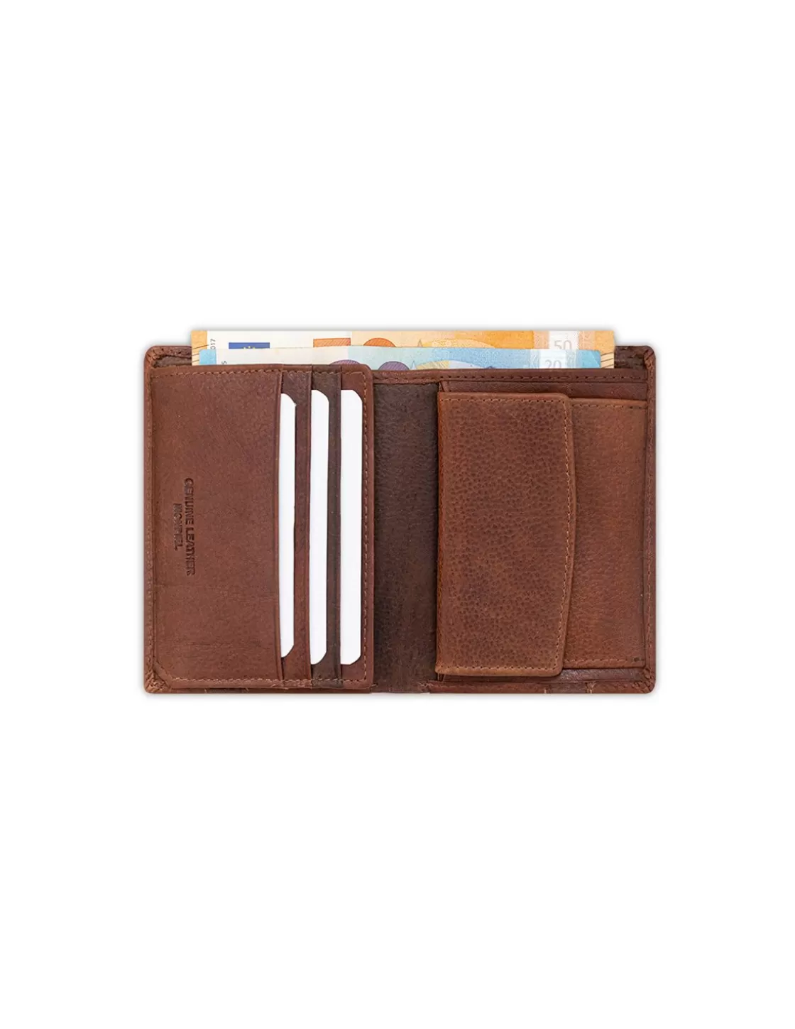 MONPIEL Men'S Leather Wallets^Wallet Billfold With Rubber Coin Purse Havana