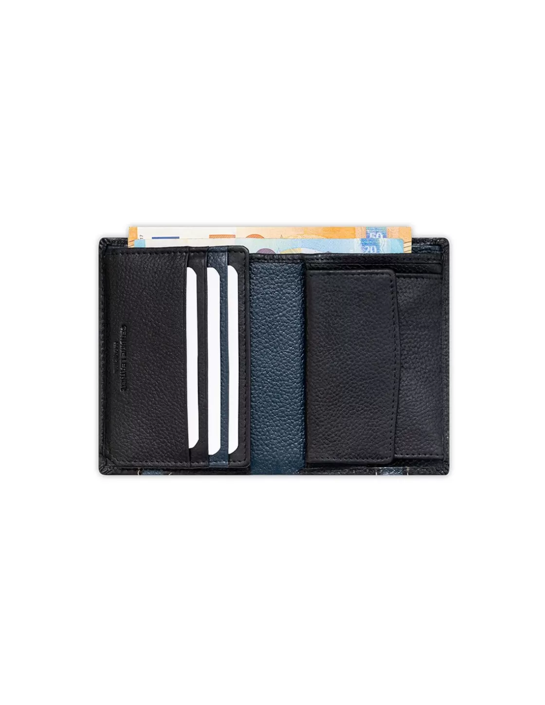MONPIEL Men'S Leather Wallets^Wallet Billfold With Rubber Coin Purse Black