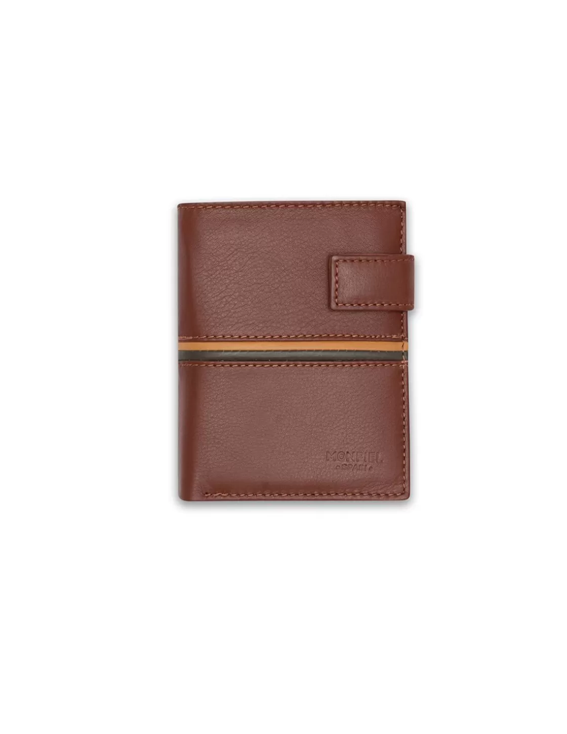 MONPIEL Men'S Leather Wallets^Wallet With Brooch And Purse Inside Color Stripes Havana