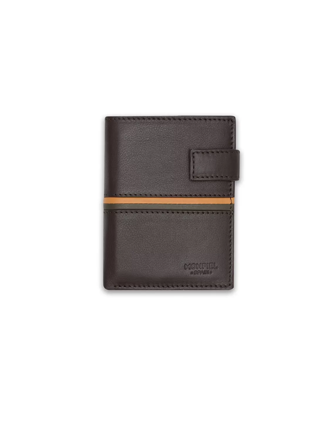 MONPIEL Men'S Leather Wallets^Wallet With Brooch And Purse Inside Color Stripes Brown
