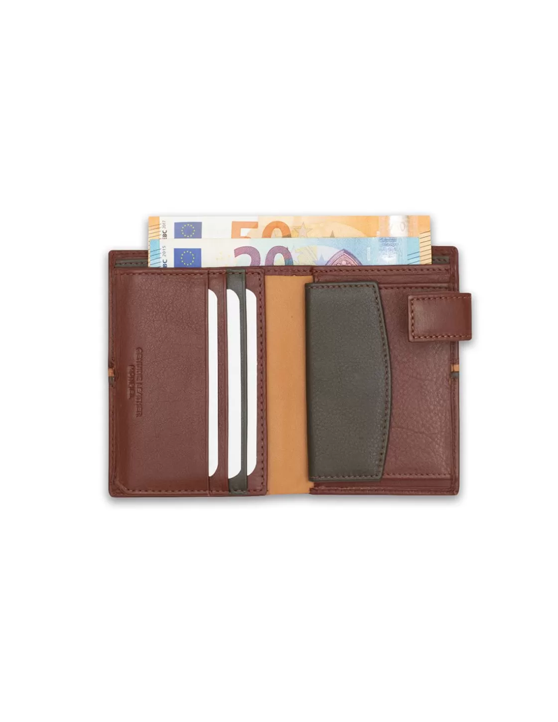 MONPIEL Men'S Leather Wallets^Wallet With Brooch And Purse Inside Color Stripes Havana