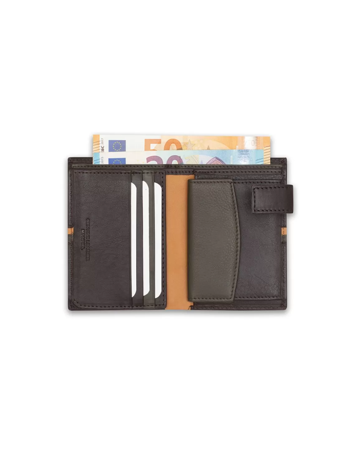 MONPIEL Men'S Leather Wallets^Wallet With Brooch And Purse Inside Color Stripes Brown