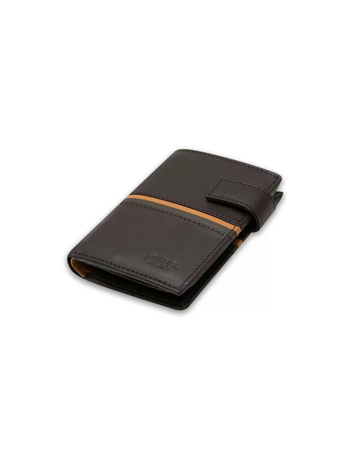 MONPIEL Men'S Leather Wallets^Wallet With Brooch And Purse Inside Color Stripes Brown