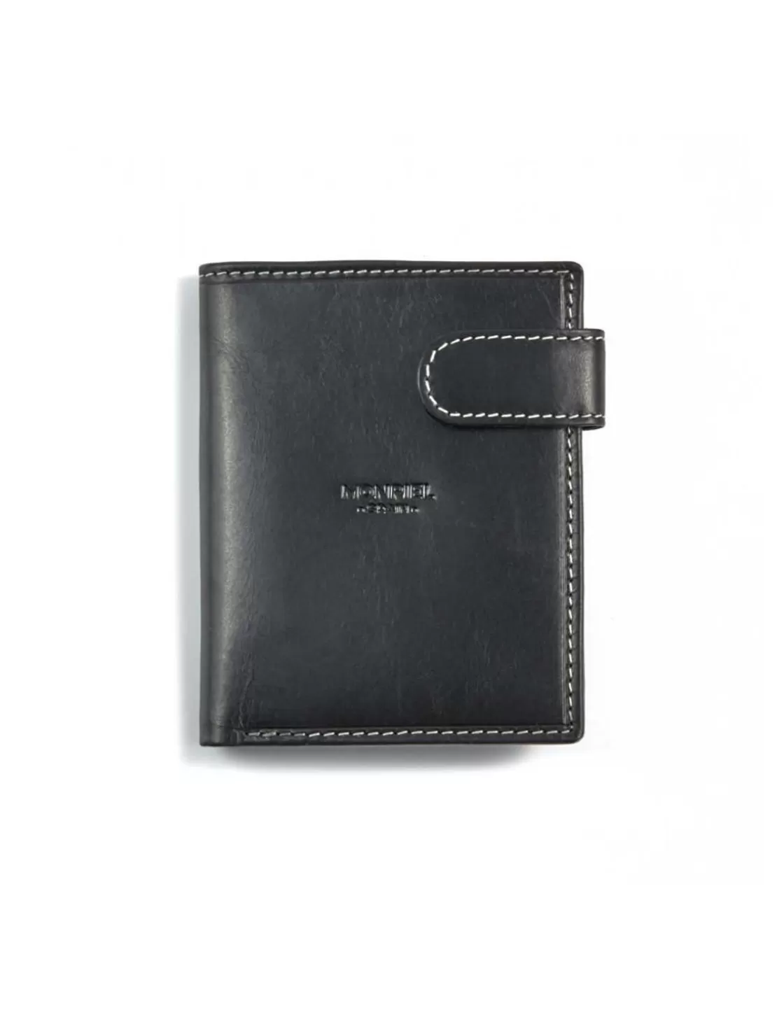 MONPIEL Men'S Leather Wallets^Wallet With Clasp And Back Purse Central Logo Black