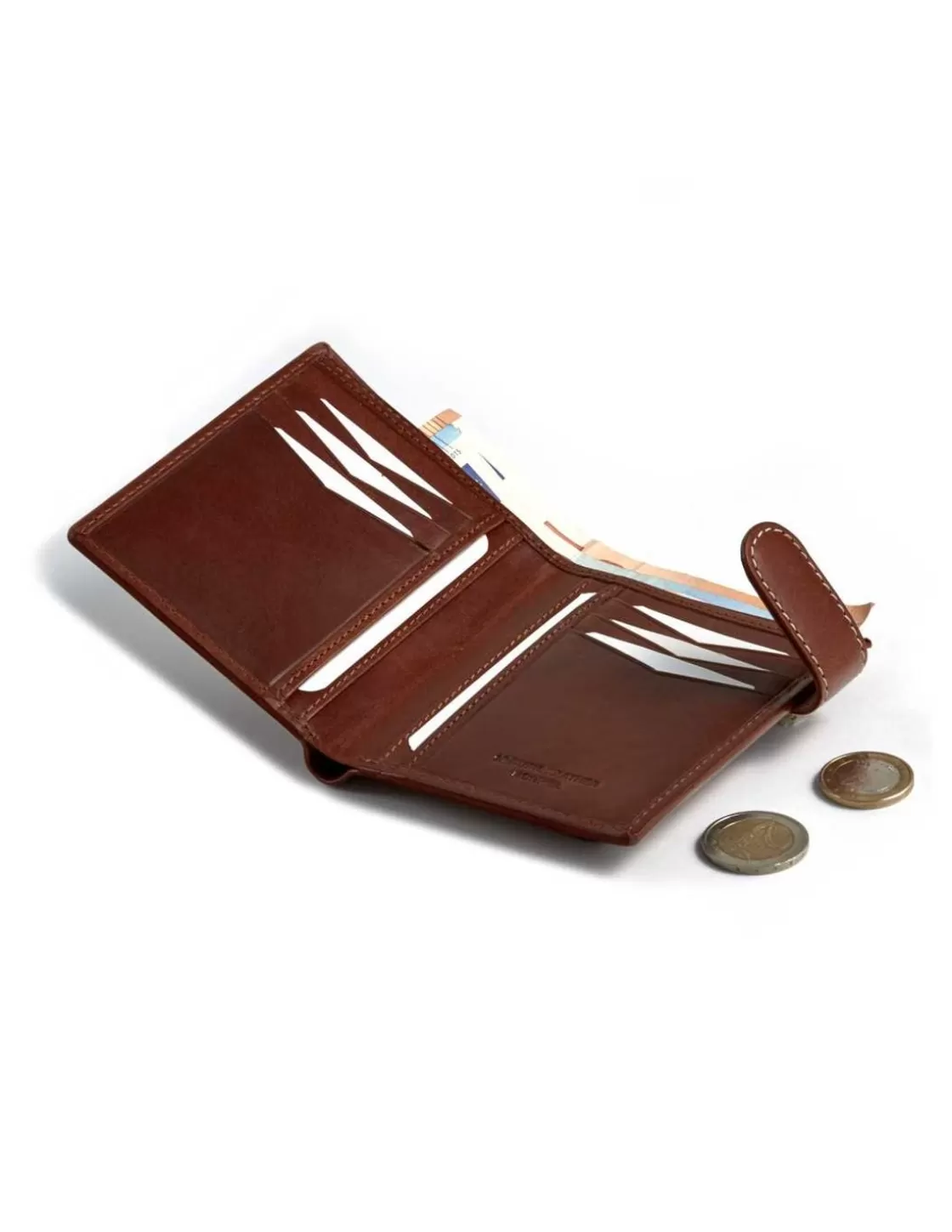 MONPIEL Men'S Leather Wallets^Wallet With Clasp And Back Purse Central Logo Leather