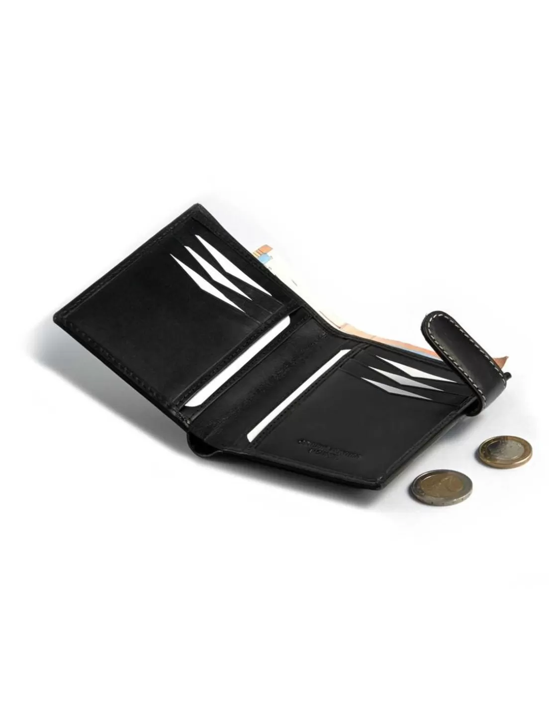 MONPIEL Men'S Leather Wallets^Wallet With Clasp And Back Purse Central Logo Black